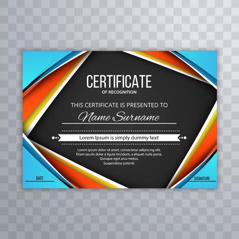 Ilustração em vetor onda elegante certificado colorido modelo