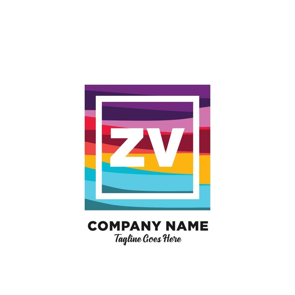 zv inicial logotipo com colorida modelo vetor. vetor