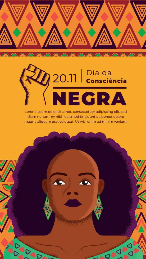 dia da consciência negra postar modelo Preto mulher africano padronizar fundo vetor