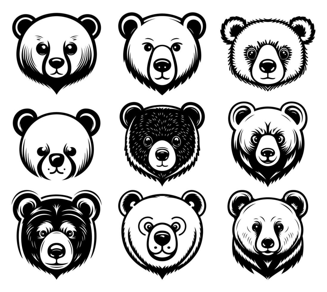 Urso cabeça símbolo logotipo estilo ilustração vetor