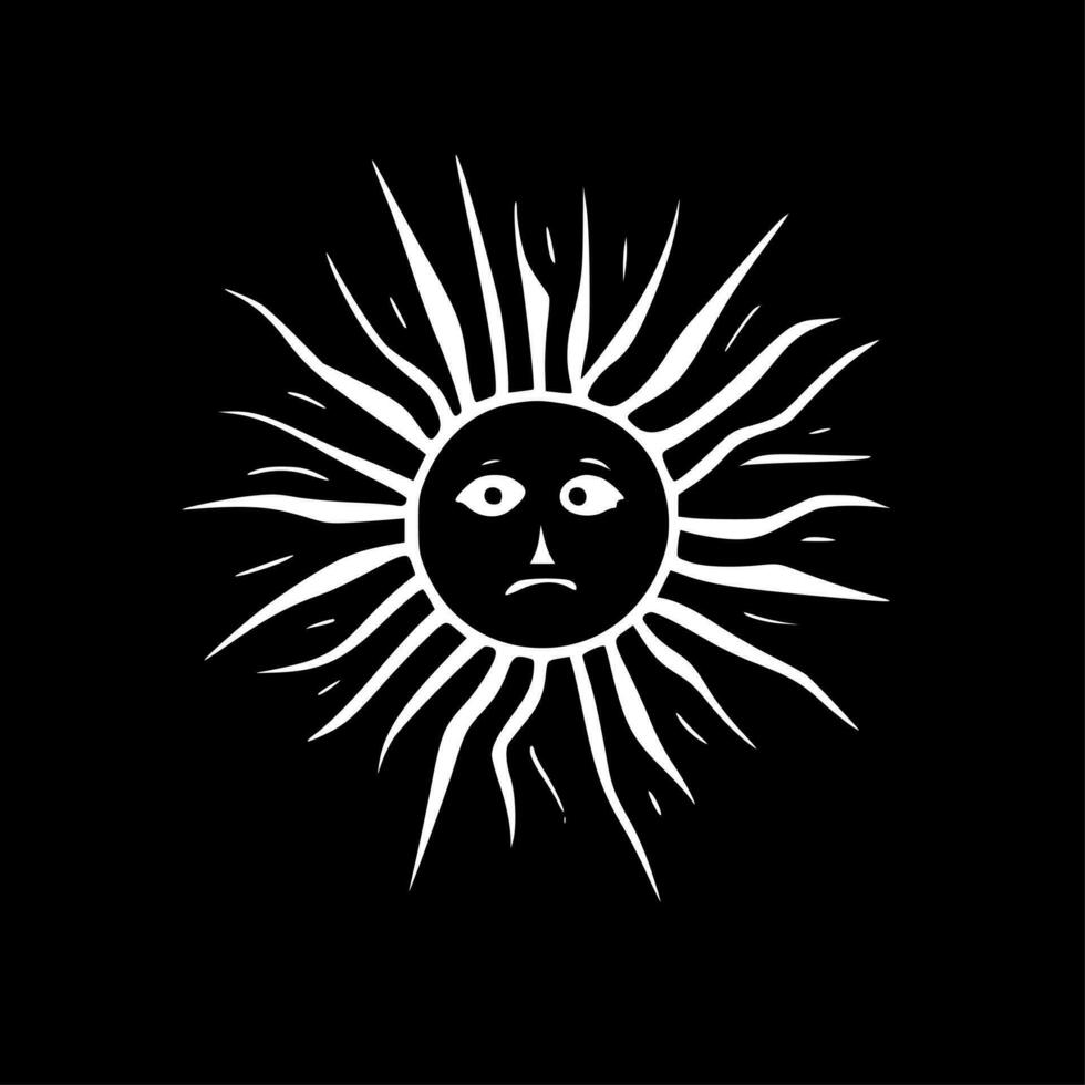 Sol - Preto e branco isolado ícone - vetor ilustração