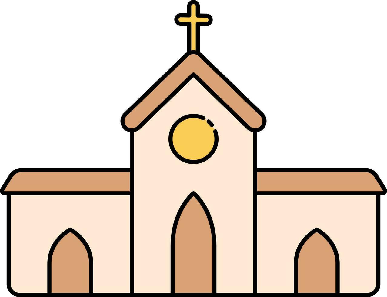 isolado colorida Igreja construção ícone dentro plano estilo. vetor