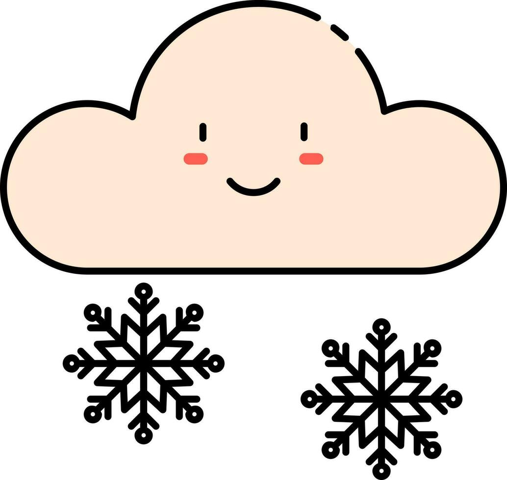 vetor ilustração do nuvem com floco de neve ícone dentro plano estilo.