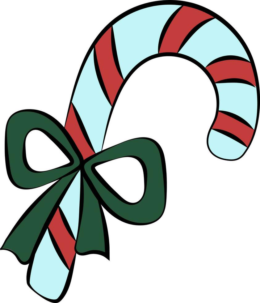 ilustração do doce bastão com arco e fita ícone dentro vermelho e verde cor. vetor