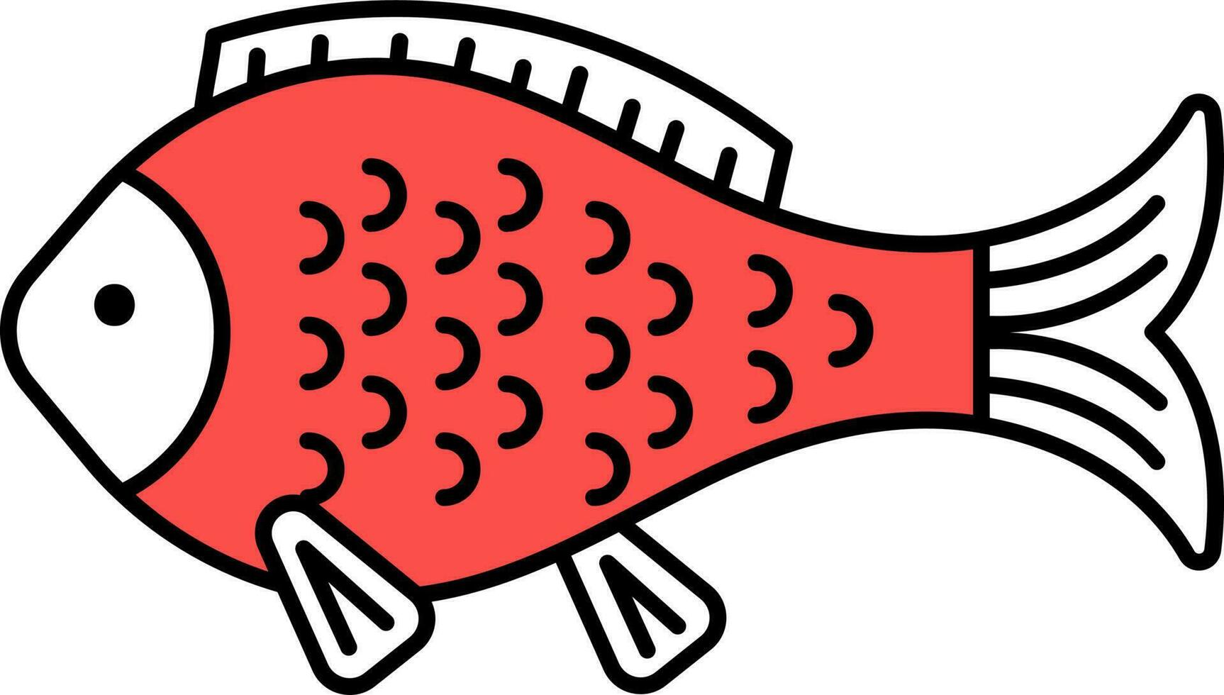 plano estilo carpa peixe vermelho e branco ícone. vetor