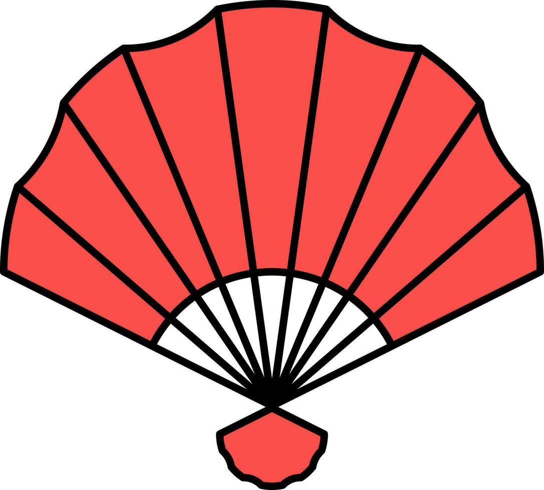 vermelho chinês ventilador ícone dentro plano estilo. vetor