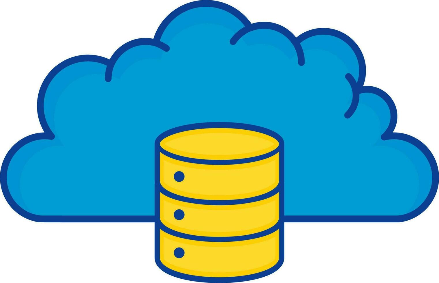 azul e amarelo ilustração do nuvem com base de dados plano ícone. vetor