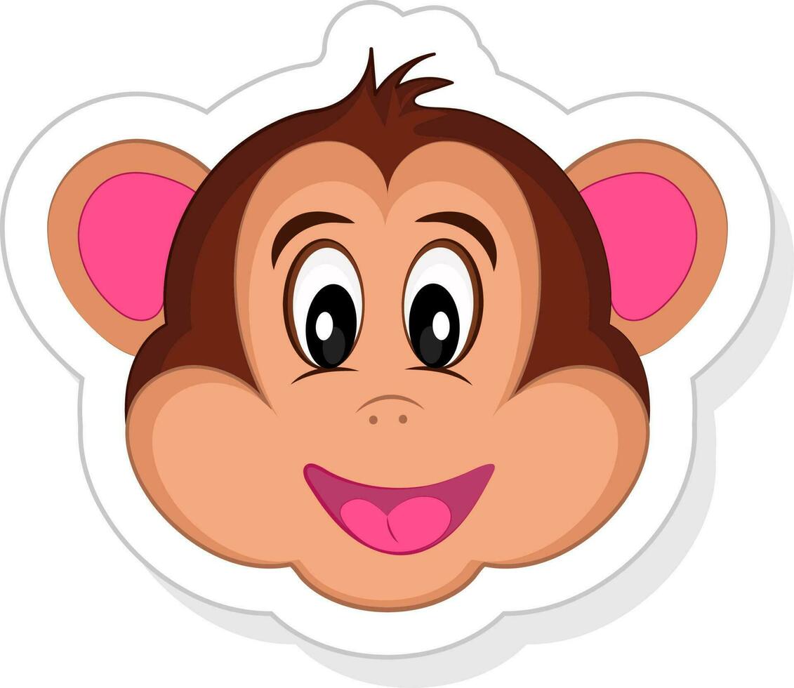 adesivo estilo desenho animado macaco face plano elemento. vetor