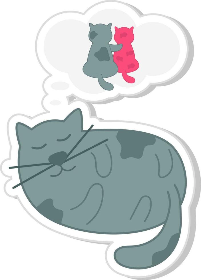 fofa gato sonhando do parceiro personagem ícone dentro Cortar fora estilo. vetor
