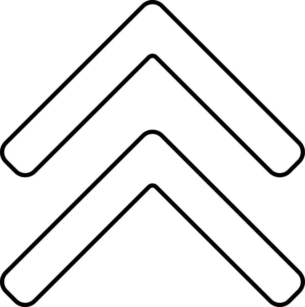 Duplo acima triângulo seta Preto linear ícone. vetor