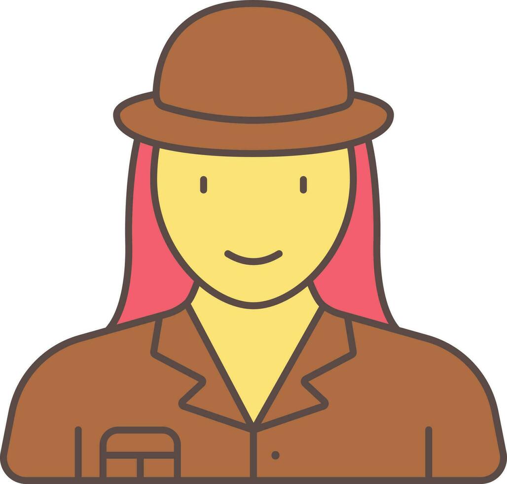 mulher arqueólogo desenho animado colorida ícone dentro plano estilo. vetor