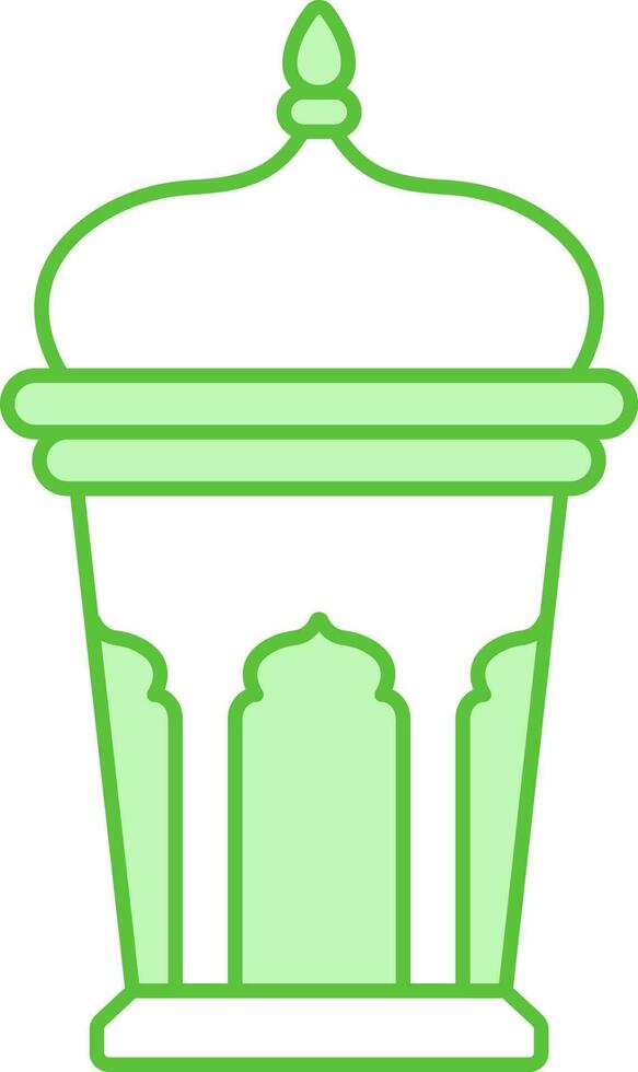 isolado árabe lanterna plano ícone dentro branco e verde cor. vetor