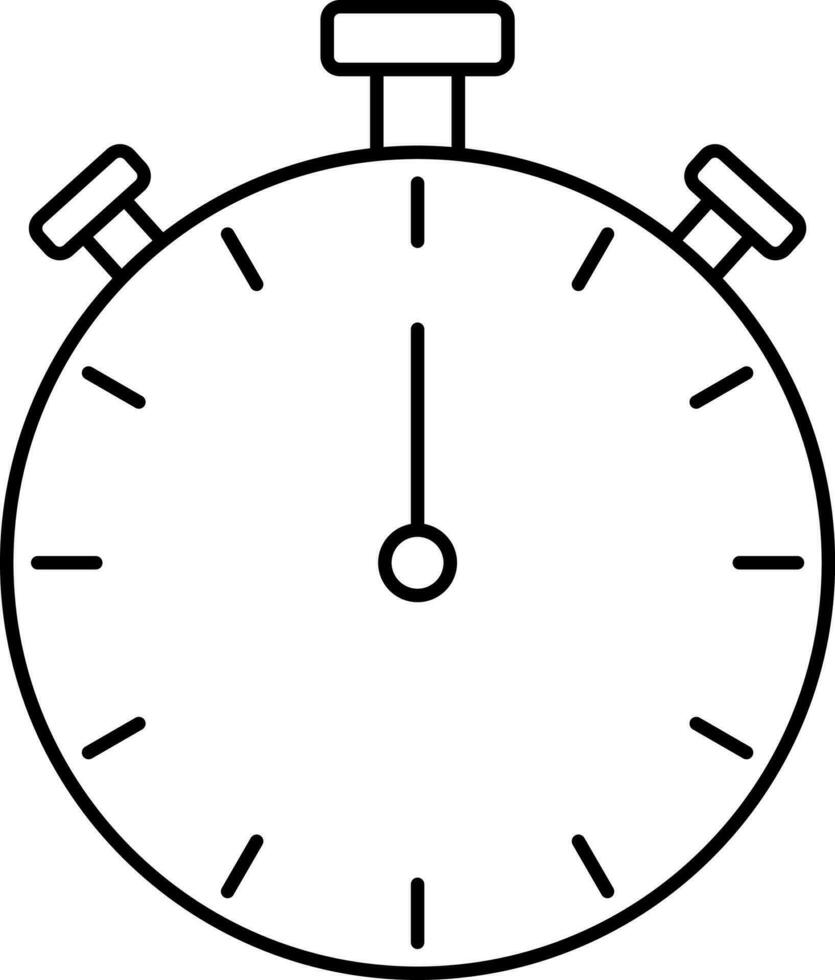 plano estilo cronômetro relógio ícone dentro Preto contorno. vetor
