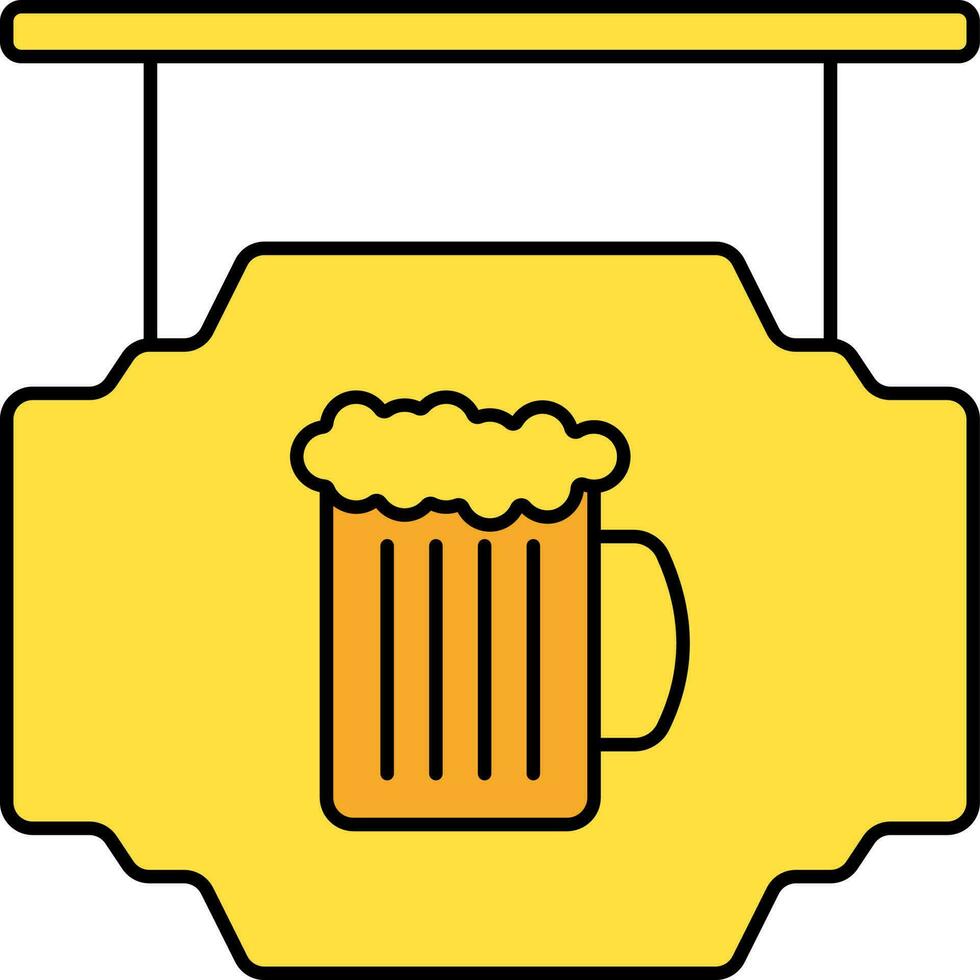 Cerveja borda plano ícone dentro amarelo cor. vetor