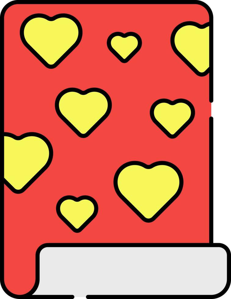 rolagem coração desatado material vermelho e amarelo ícone. vetor