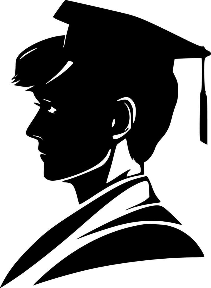 graduado - Preto e branco isolado ícone - vetor ilustração