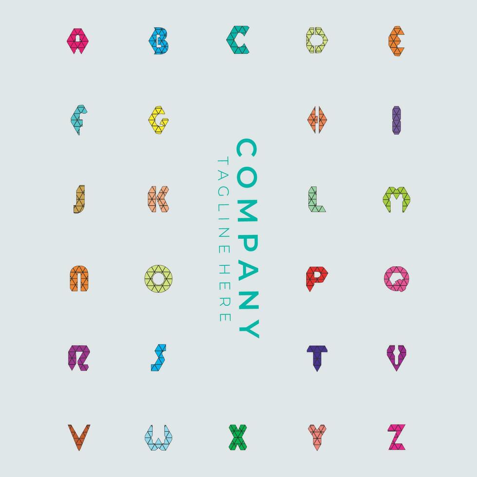 geométrico Fonte cor arte alfabeto, abstrato decorativo cartas conjunto vetor