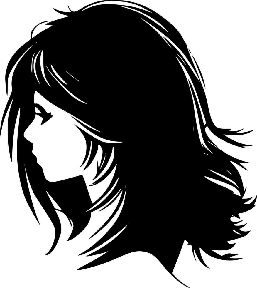 cabelo - Preto e branco isolado ícone - vetor ilustração