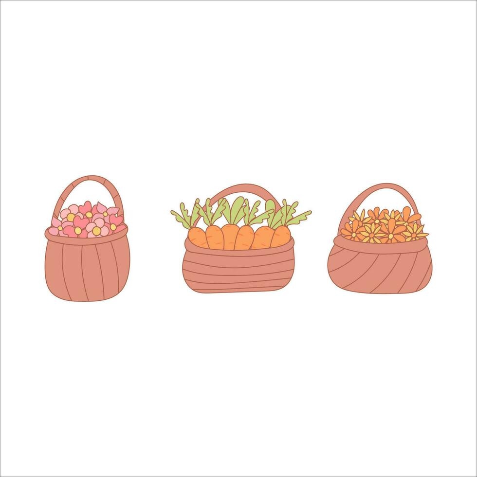 Páscoa ovos cesta cenoura flores Caçando feriado vetor