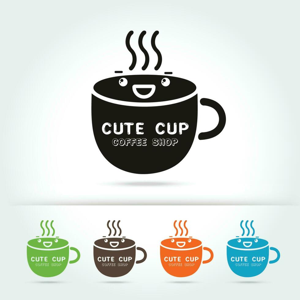 café fofa copo logotipo vetor