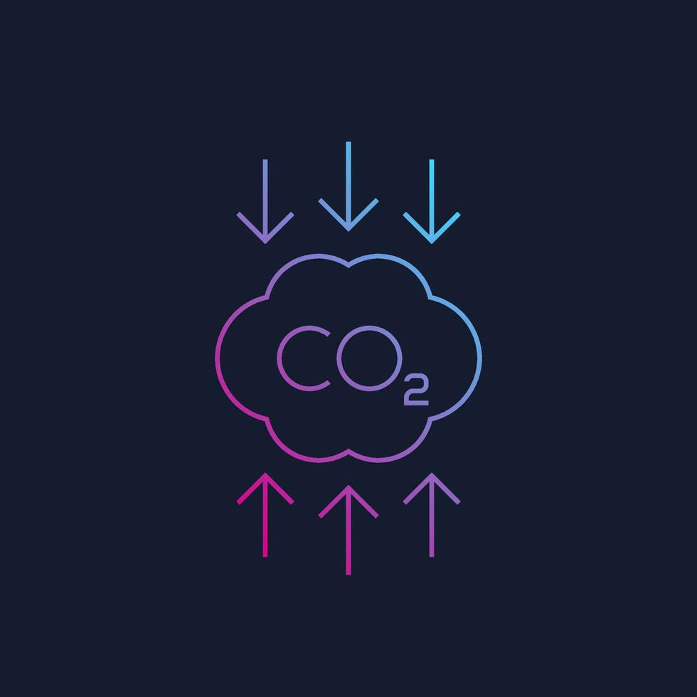 co2, carbono emissões redução linear vetor