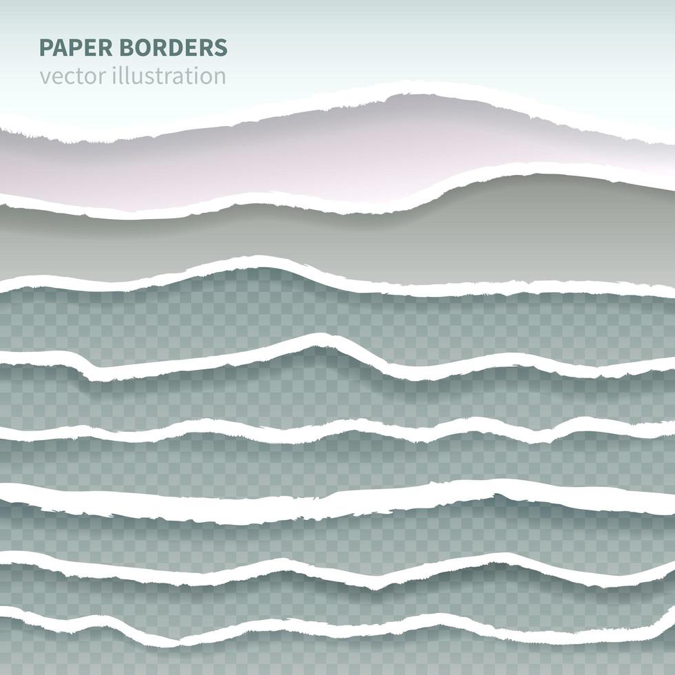 ilustração vetorial de bordas realistas de papel rasgado vetor