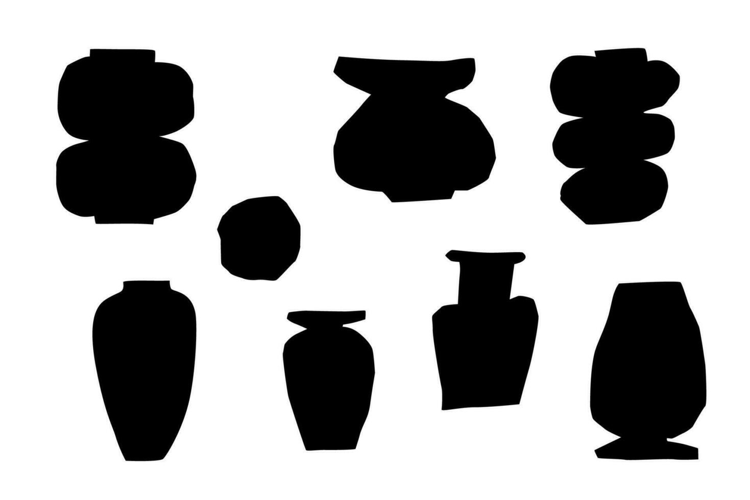 Matisse vaso definir, abstrato cortar Fora forma do vaso isolado gráfico elemento. moderno simples cerâmico com rude borda. Antiguidade, antigo cerâmica coleção. Henri Matisse inspirado vetor ilustração.