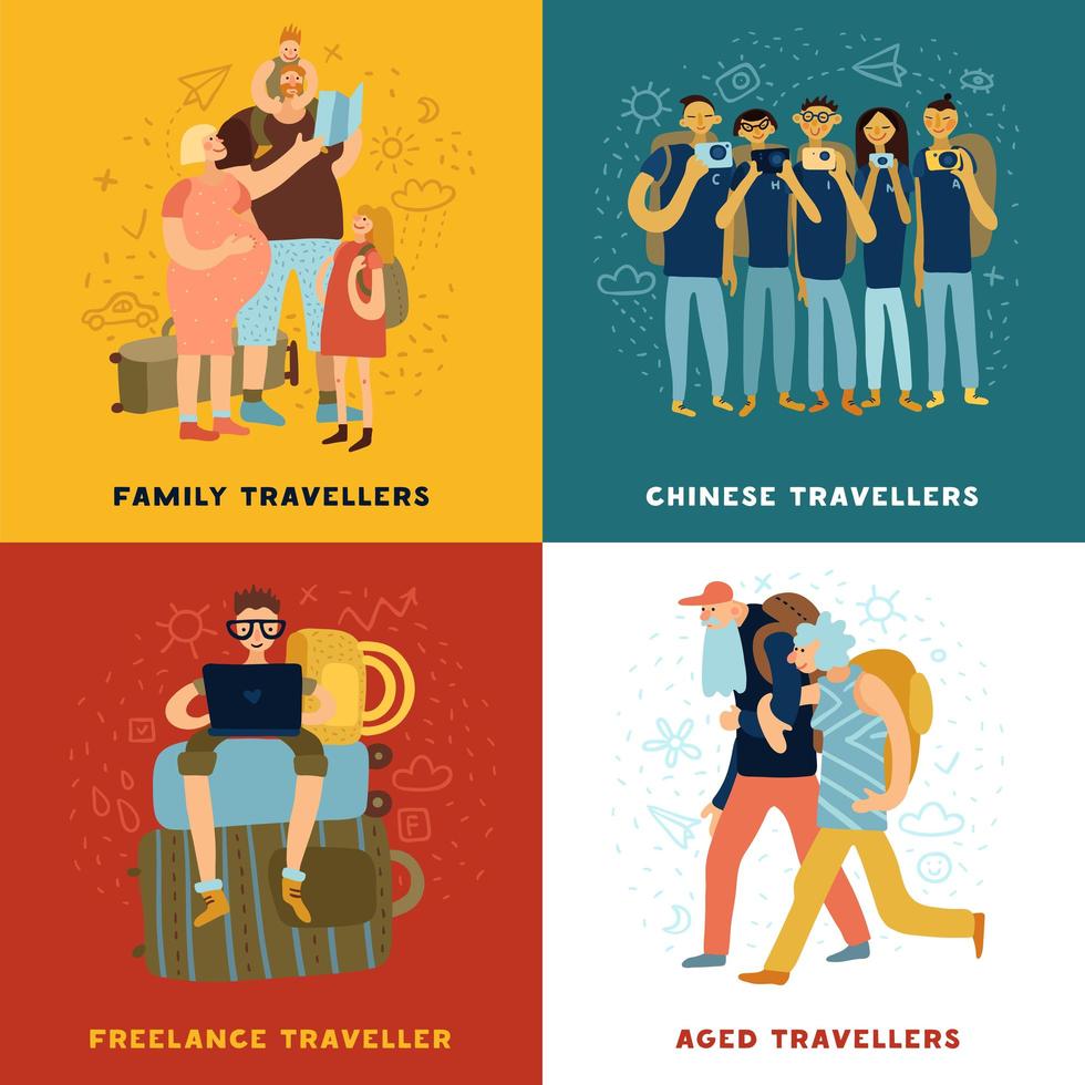 ícones de conceito de dicas de viagem definir ilustração vetorial vetor