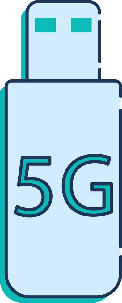 5g USB ou caneta dirigir azul ícone dentro plano estilo. vetor