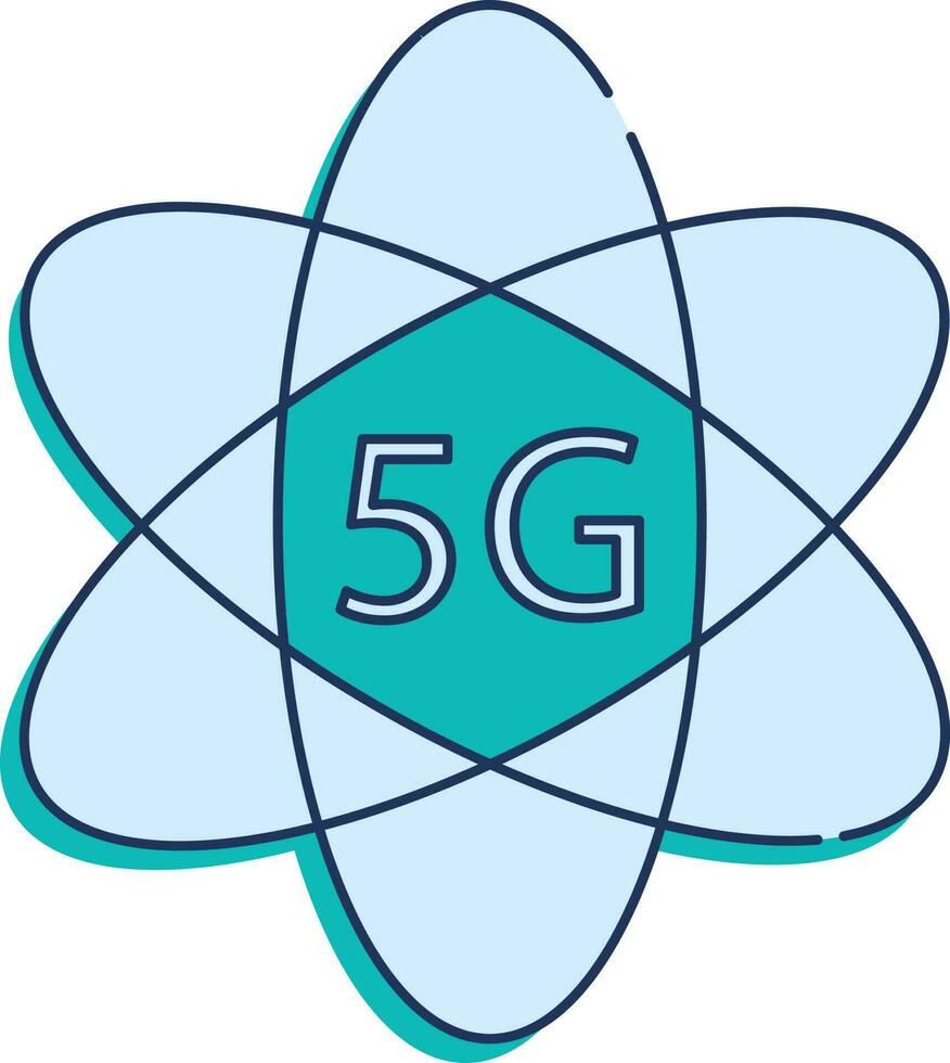 5g conectividade ou trabalho em rede plano ícone dentro azul cor. vetor