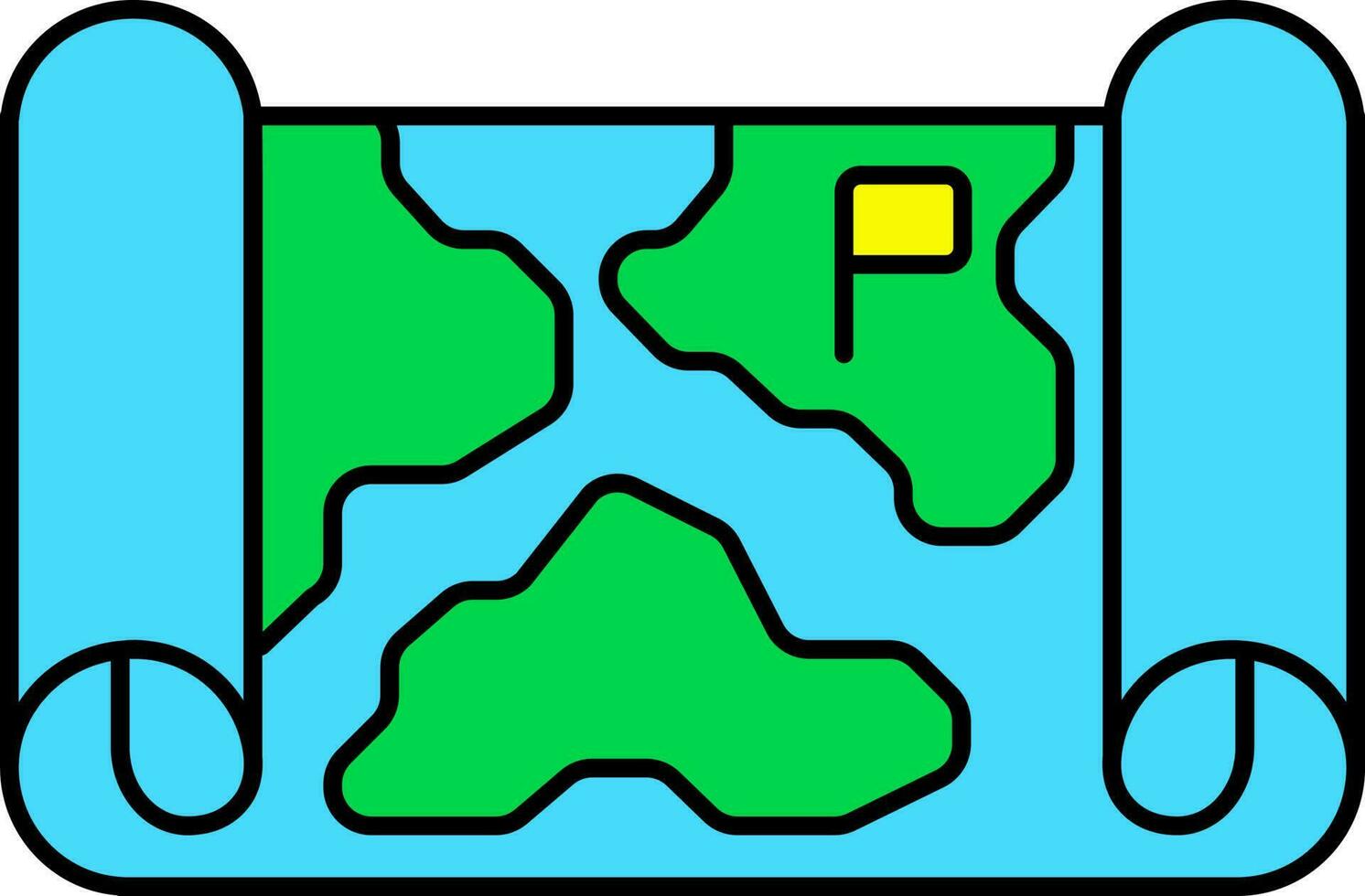 mapa projeto ícone dentro verde e azul cor. vetor