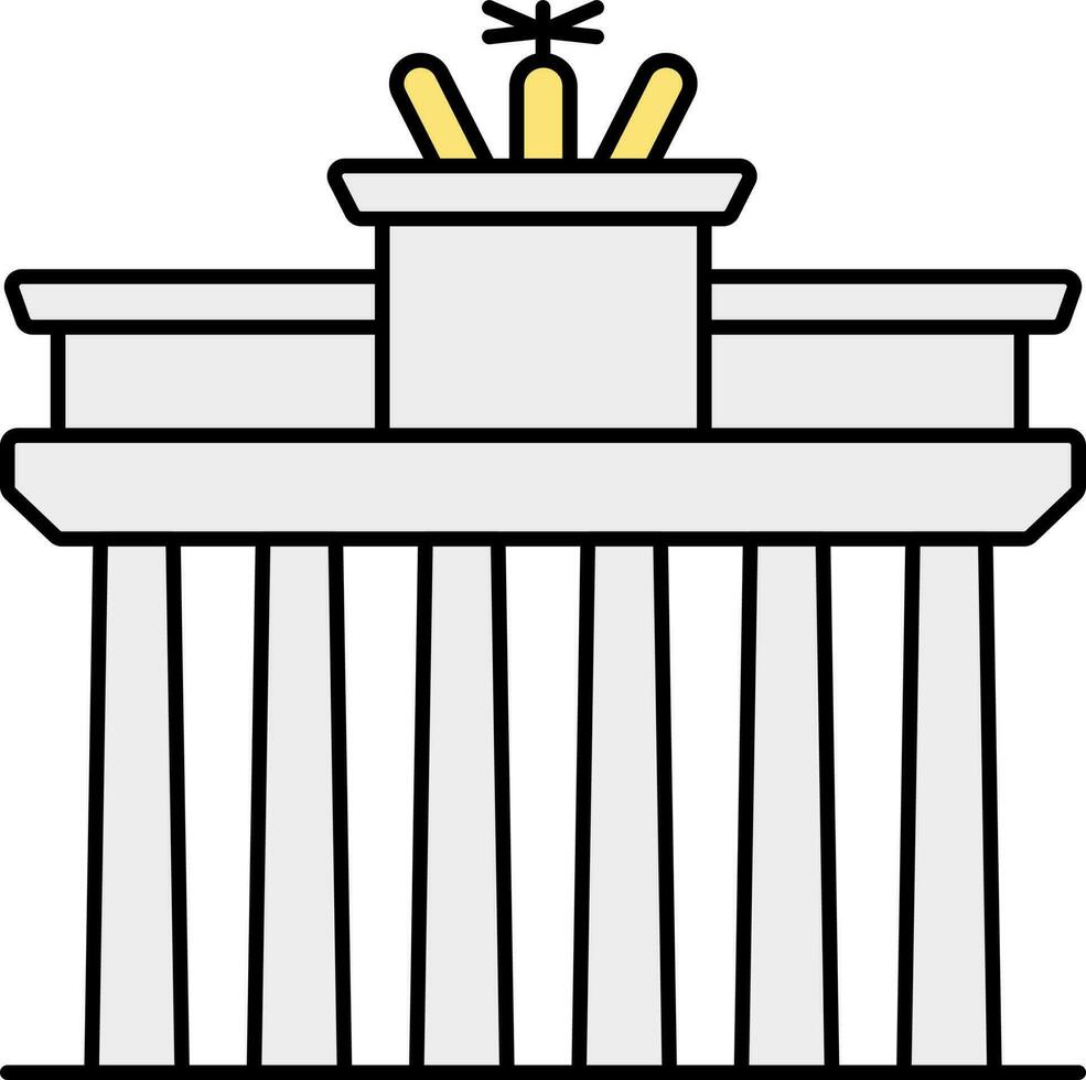 Brandemburgo portão ícone dentro cinzento e amarelo cor. vetor
