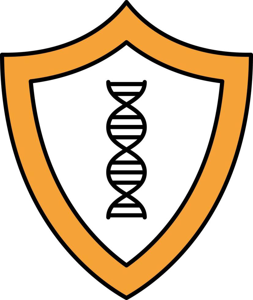 dna símbolo escudo plano ícone dentro laranja e Preto cor. vetor