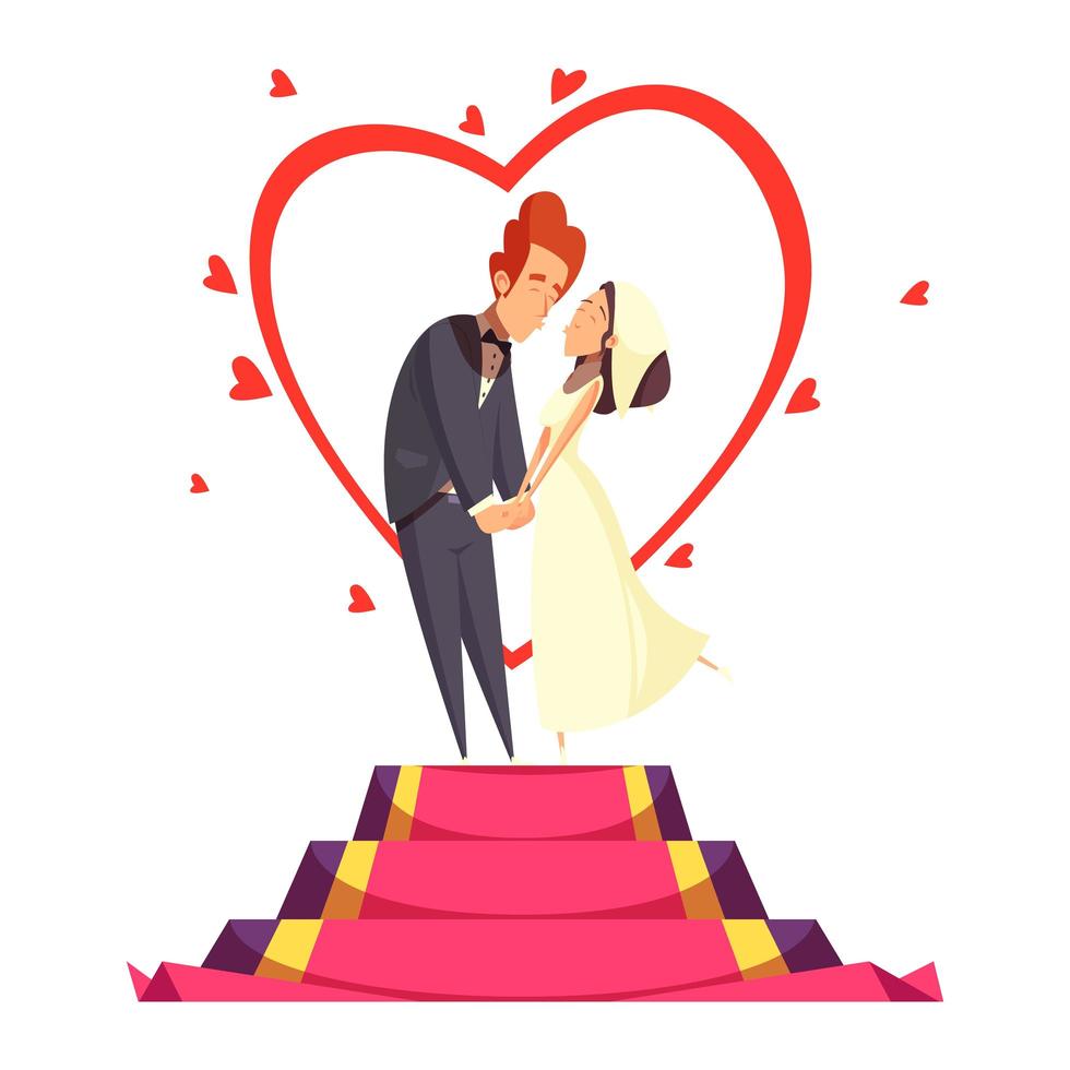 ilustração em vetor composição desenho animado recém-casados