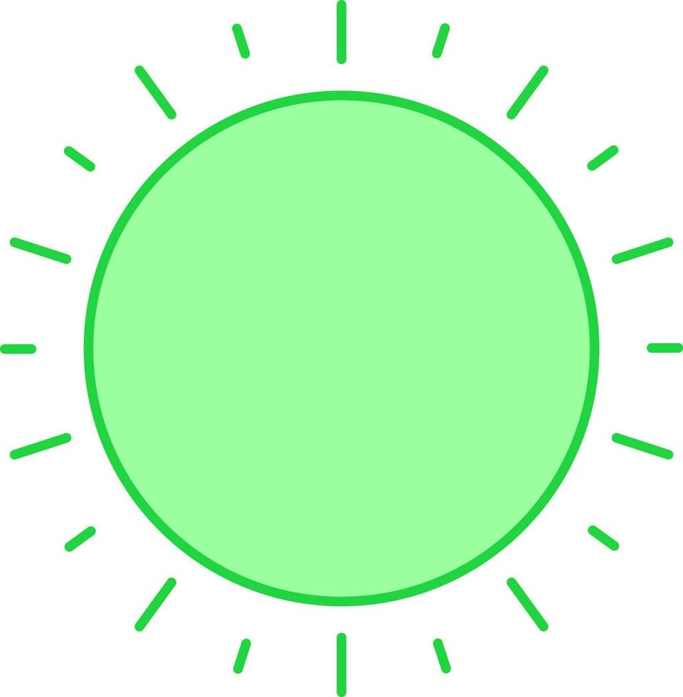 plano estilo Sol ícone ou símbolo dentro verde cor. vetor