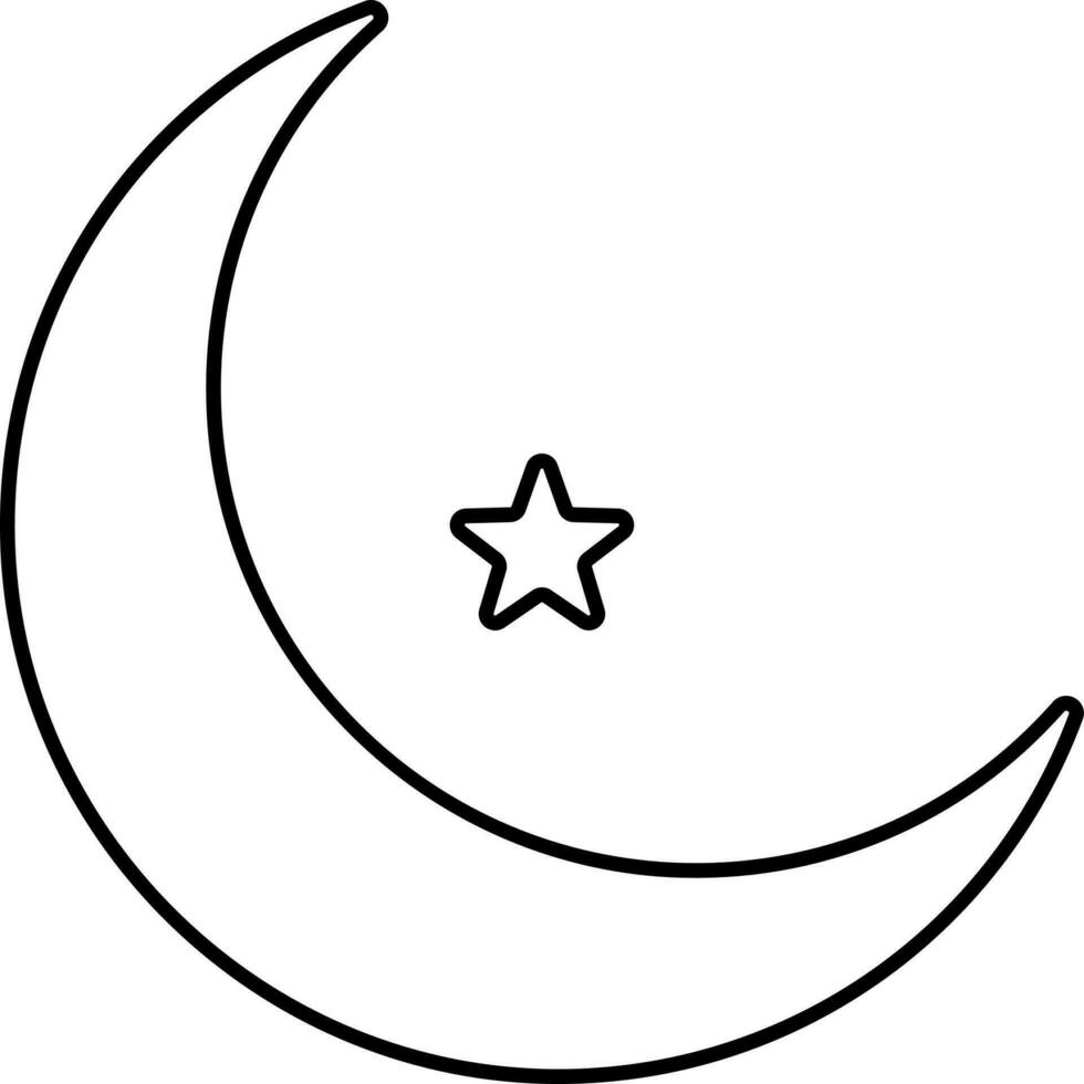 islâmico símbolo do crescente lua com Estrela fino linha ícone. vetor