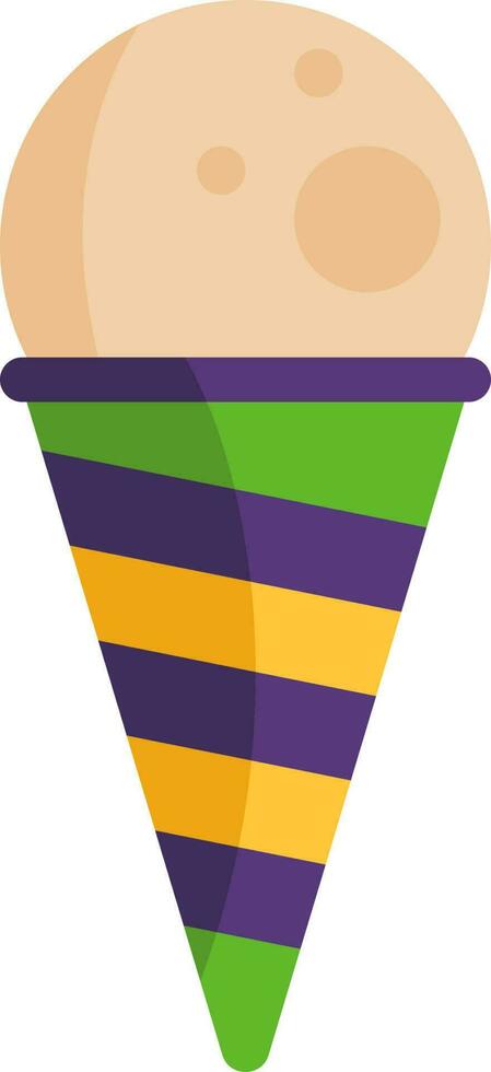 plano ilustração do gelo creme cone tricolor ícone. vetor