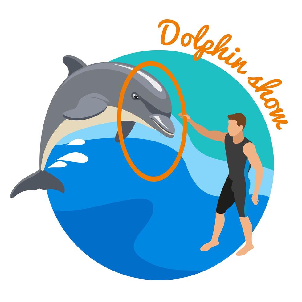 ilustração em vetor conceito redondo show de golfinhos