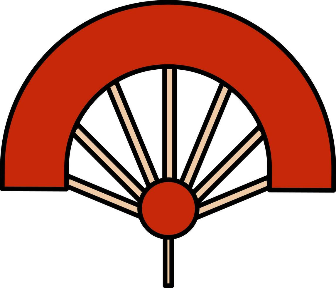 plano estilo vermelho dobrando ventilador ícone ou símbolo. vetor