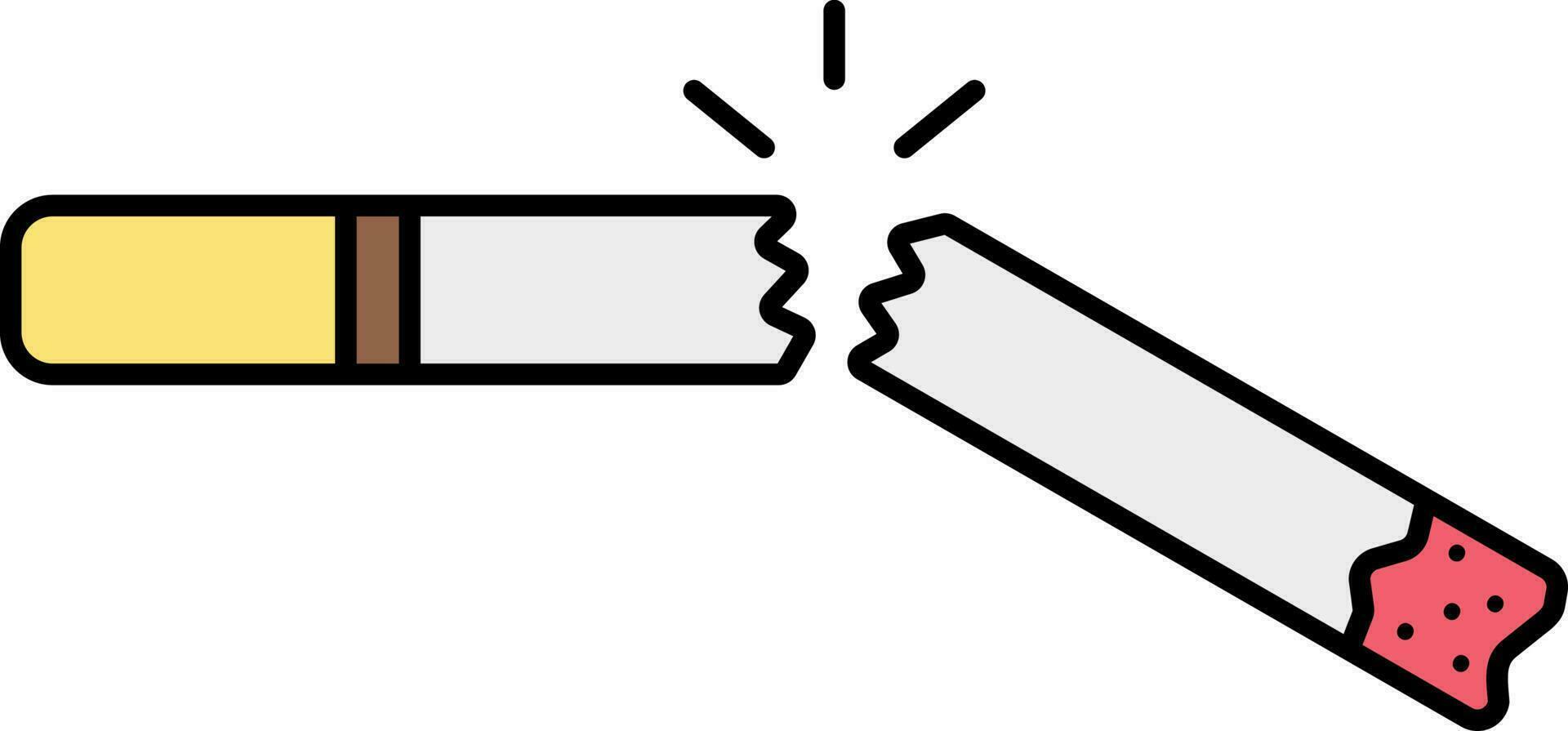 plano ilustração do quebrado cigarro ícone. vetor