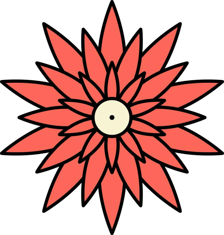 vermelho flor plano ícone em branco fundo. vetor