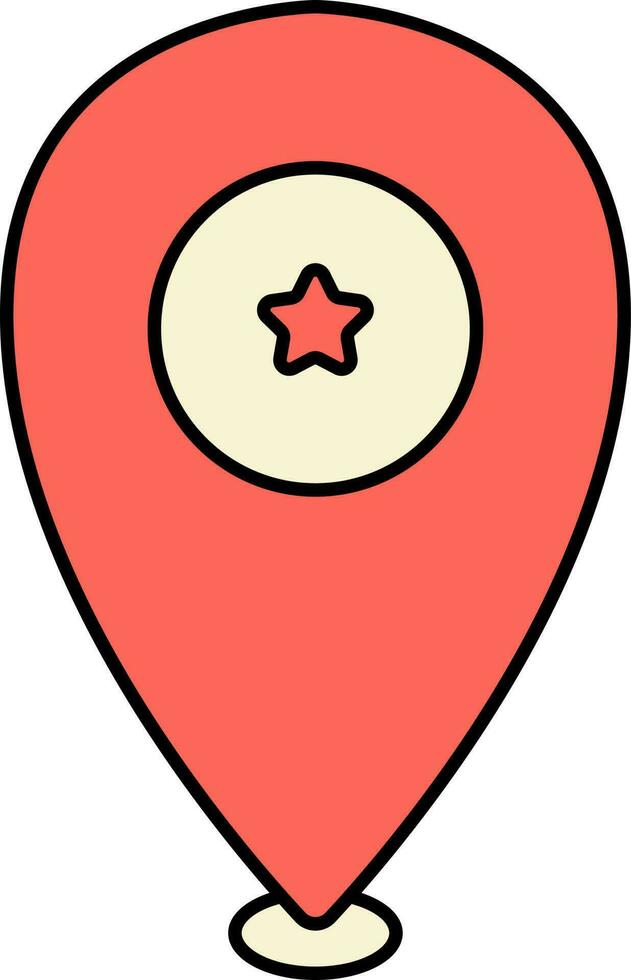 Estrela símbolo localização PIN ícone dentro vermelho e amarelo cor. vetor