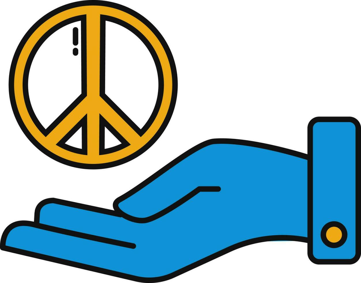 ilustração do Paz símbolo em mão amarelo e azul ícone. vetor