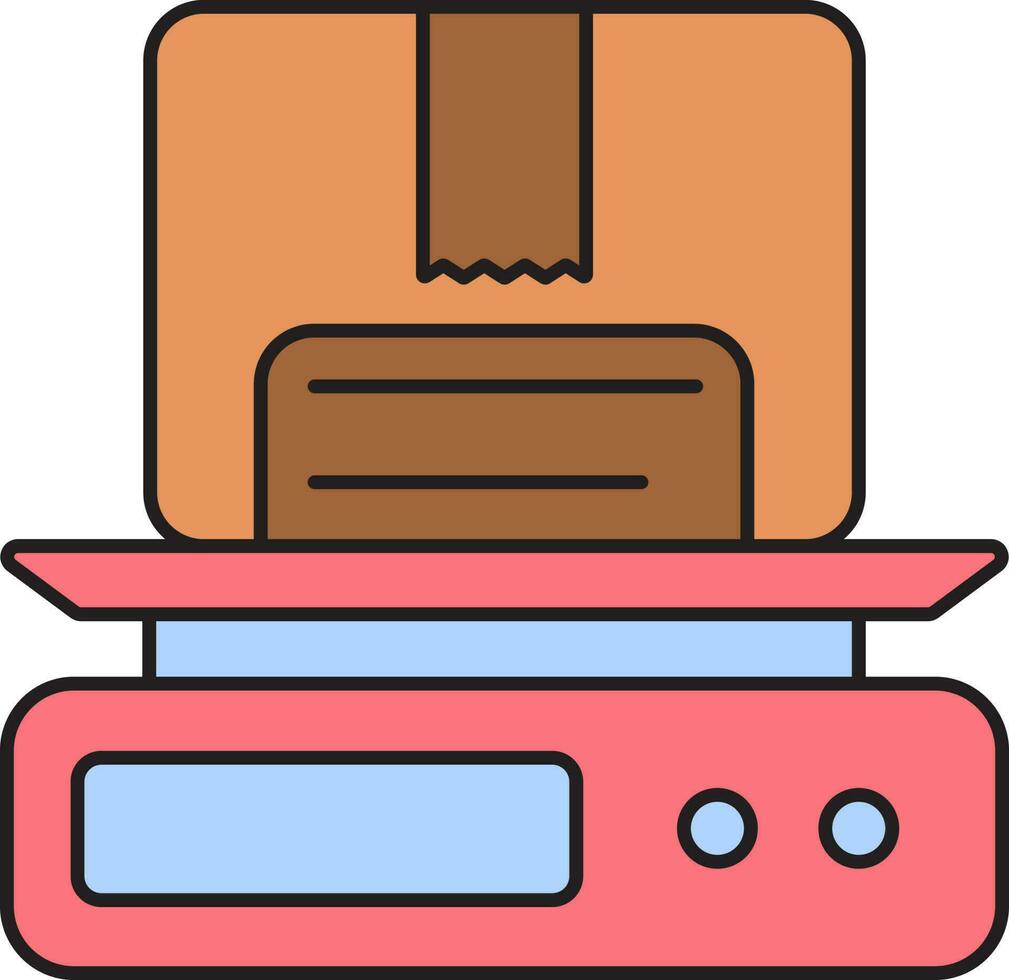 cartão caixa em pesagem máquina colorida ícone dentro plano estilo. vetor