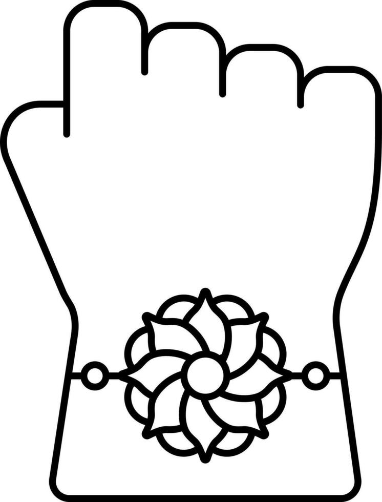topo Visão do floral rakhi vestindo mão Preto esboço ícone. vetor