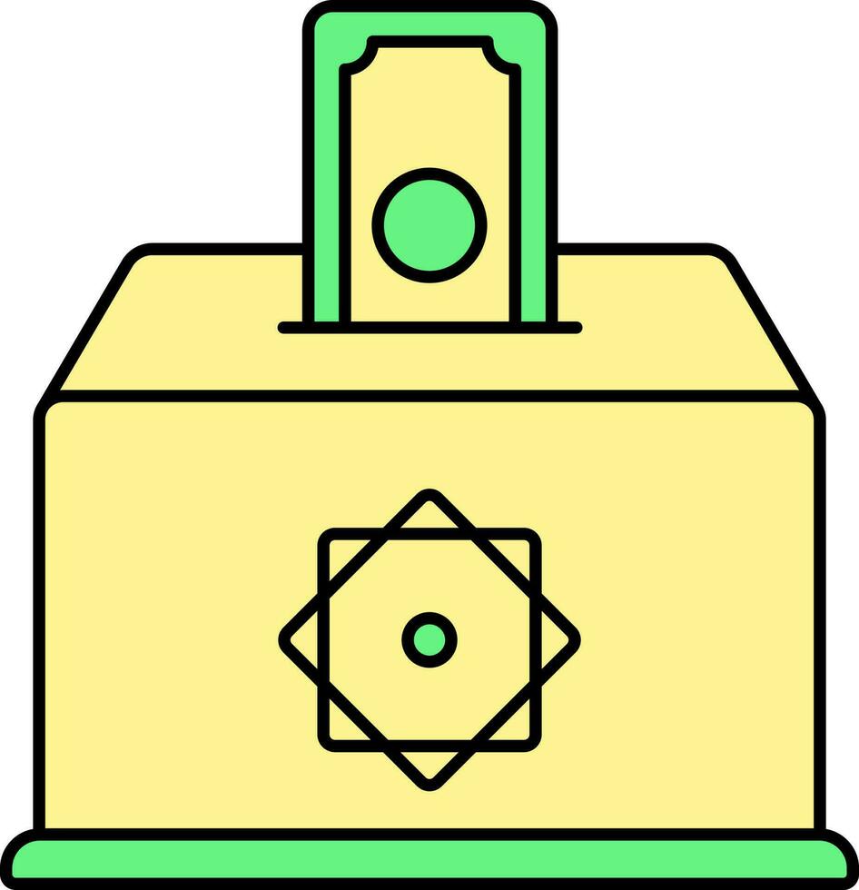 dinheiro doação caixa para Alá ícone dentro verde e amarelo cor. vetor