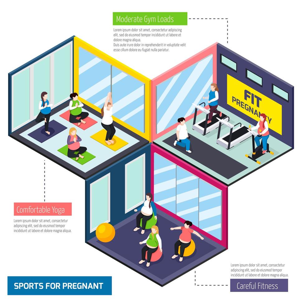 ilustração vetorial ilustração isométrica de esportes para grávidas vetor