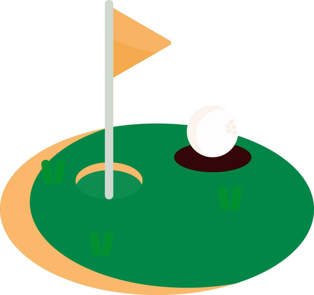 bandeira alvo com golfe bola laranja e verde ícone. vetor