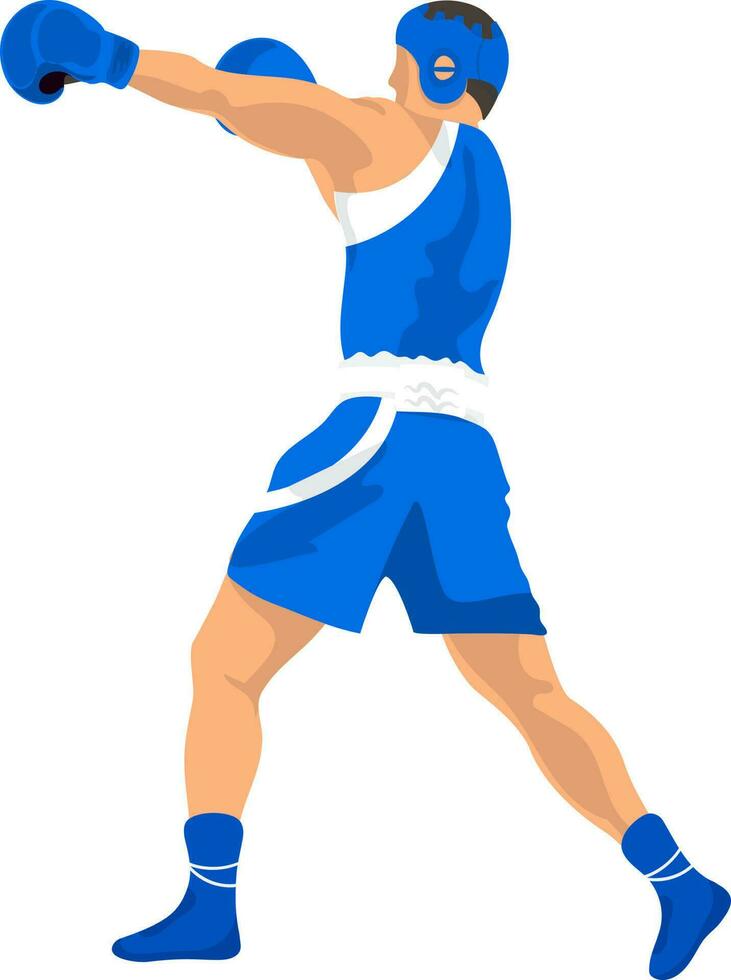 personagem do masculino boxer jogador dentro jogando pose em branco fundo. vetor