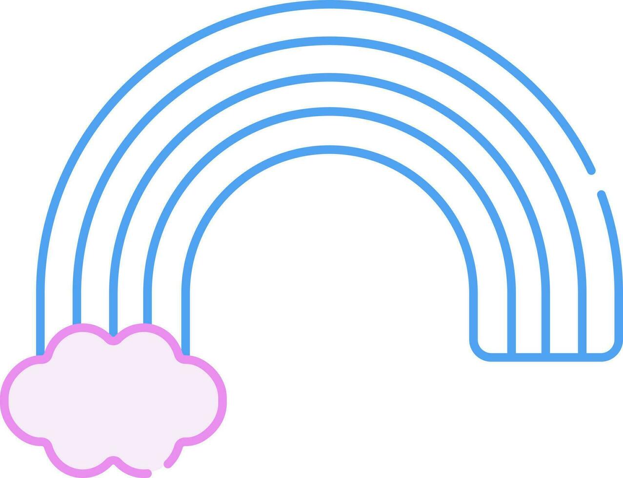 arco Iris onda com nuvem azul e Rosa acidente vascular encefálico ícone. vetor